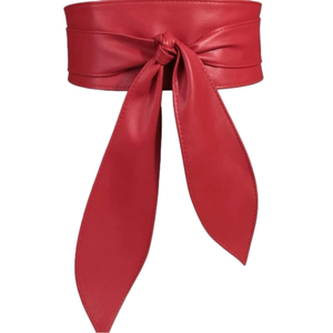 Women Wide Corset Faux Leather Wrap Around Tie Belt